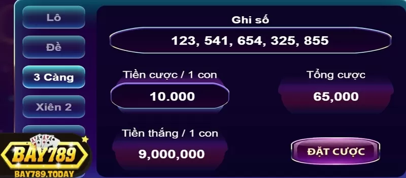 Cược 3 càng khi chơi lô đề tại cổng game bài Bay789