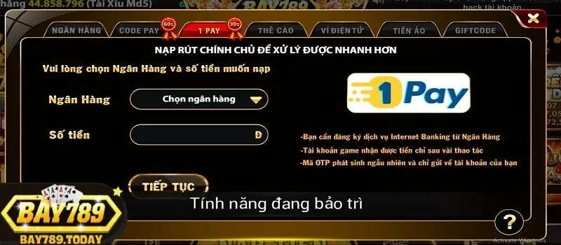 Một số vấn đề cần chú ý khi nạp tiền Bay789